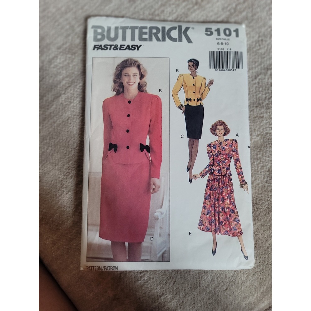 Butterick 5101 Fast & Easy Sewing‎ Pattern Misses Dress Suit Size 6 8 10